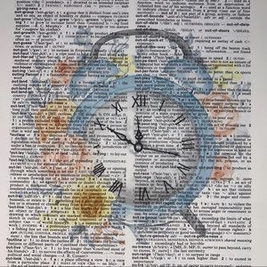 Dictionary Art Print Retro Alarm Clock, Vintage Art Print